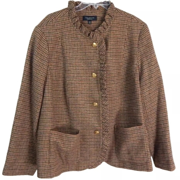 Talbots Houndstooth Ruffle Blazer - Picture 1 of 4